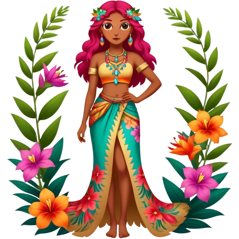 Colorful exotic floral Falvie-Fionbri, full body emoji