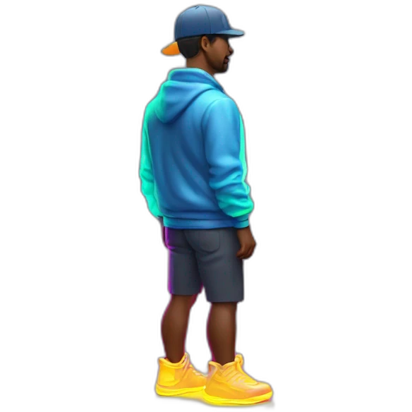Juicy booty neon sign style man emoji