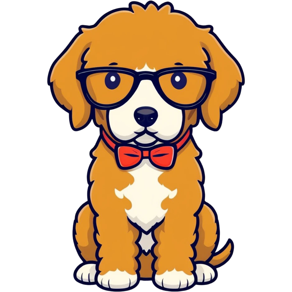 Brown golden doodle with glasses  emoji