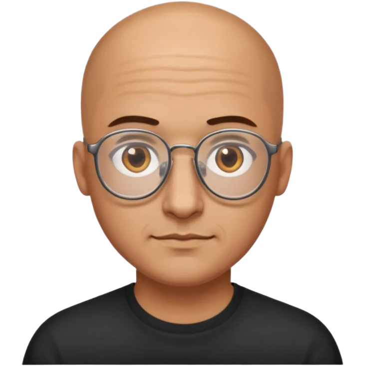 papà calvo occhi marroni e occhiali con doppio ponte emoji