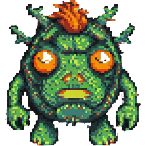 green monster with orange nose and orange hair emoji
