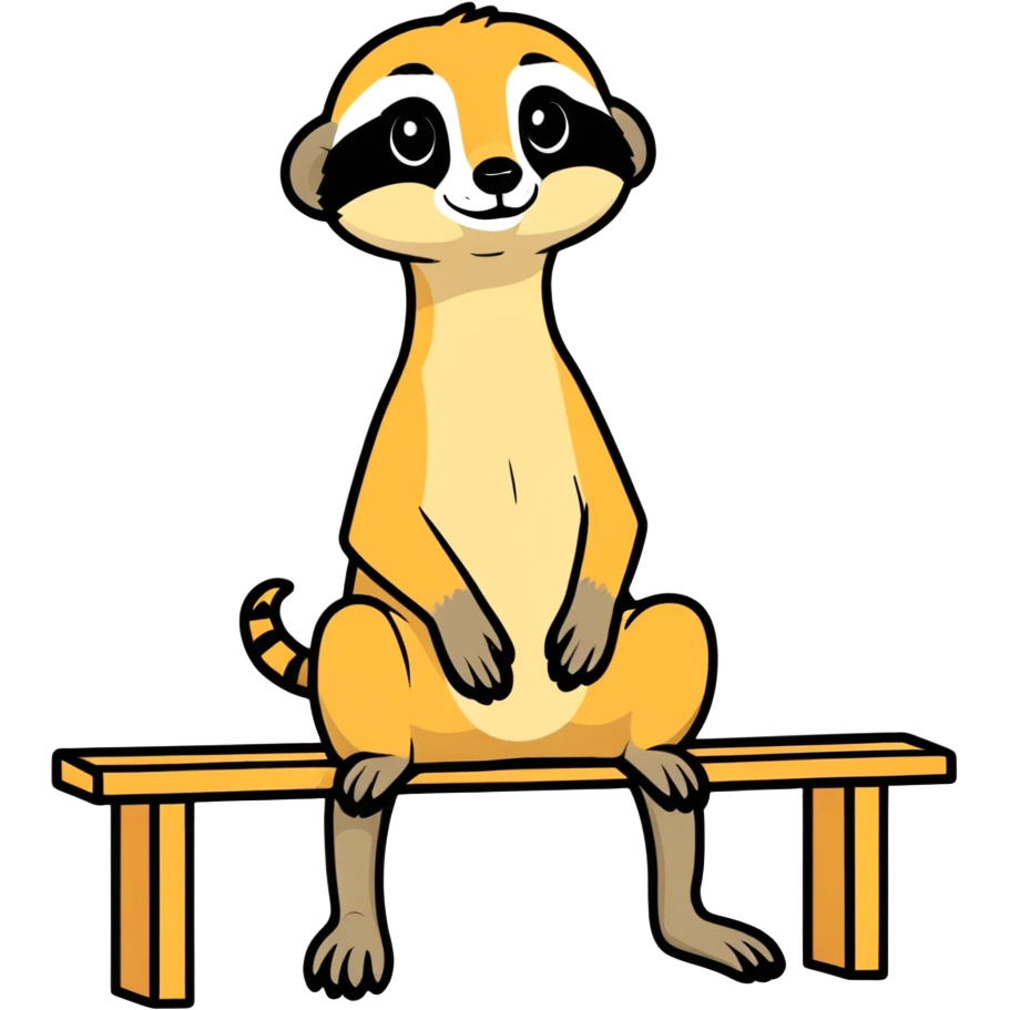 Meerkat sitting on a pink bench  emoji