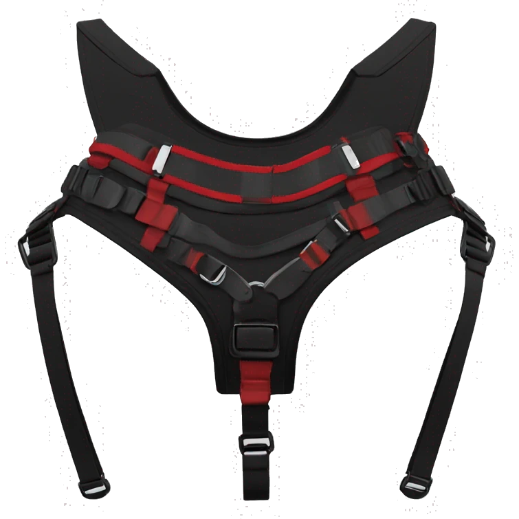 Edgy cool anthro black red cat warrior harness collar techwear emoji