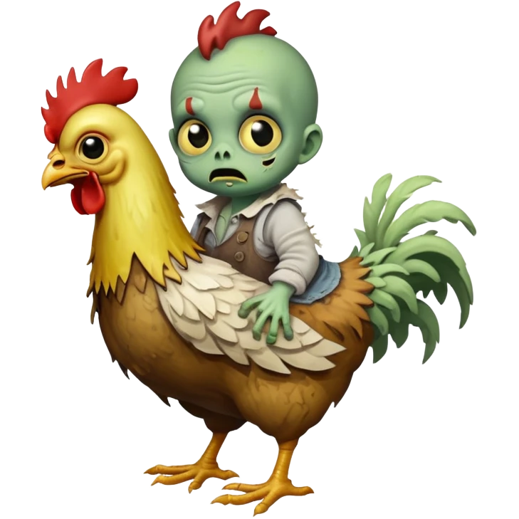 Baby zombie riding a chicken emoji