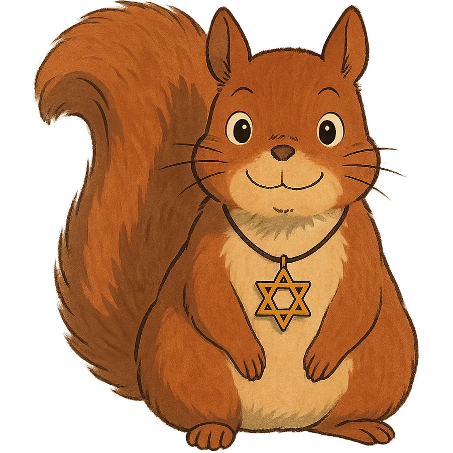 squirrel with a Star of David necklace emoji