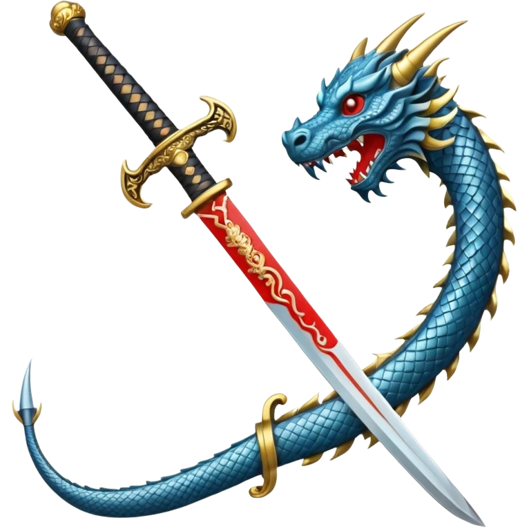 A samurai sword with a dragon handle emoji
