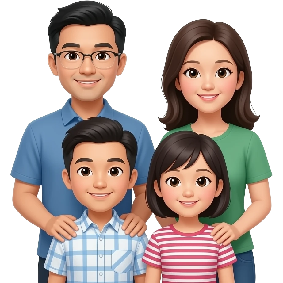 Large asian family emoji