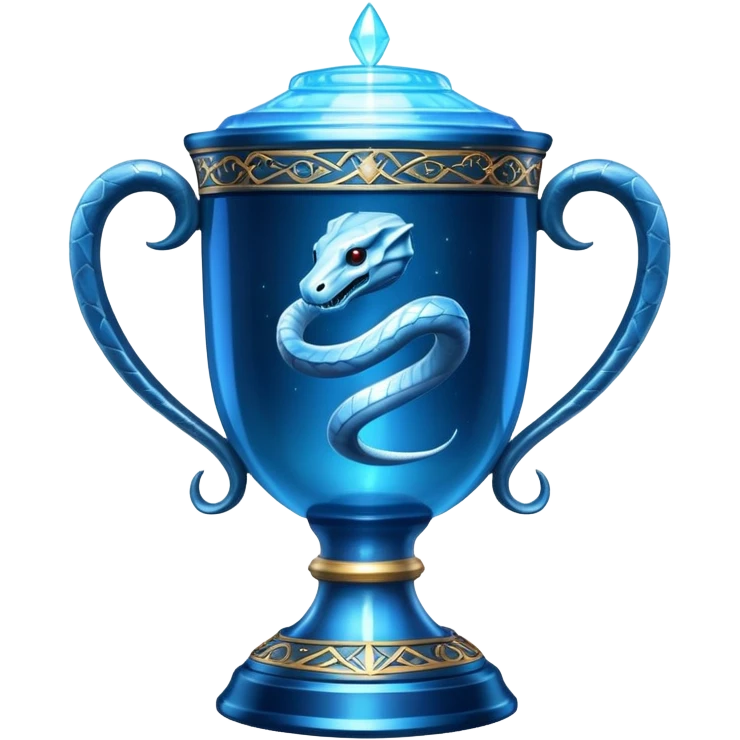 Harry Potter Triwizard Cup trophy with snake handles, blue glowing magical cup emoji