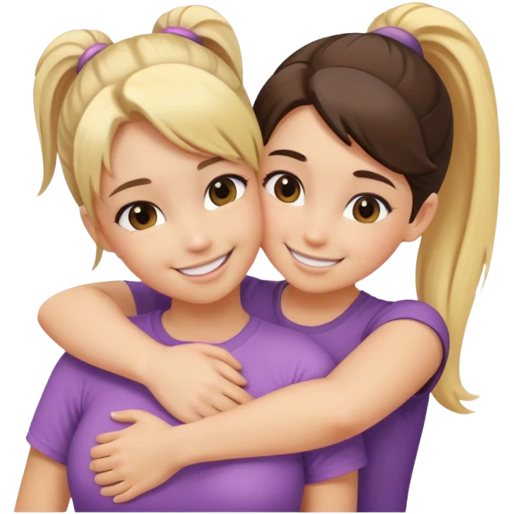 Blond girl hugs brunette girl emoji