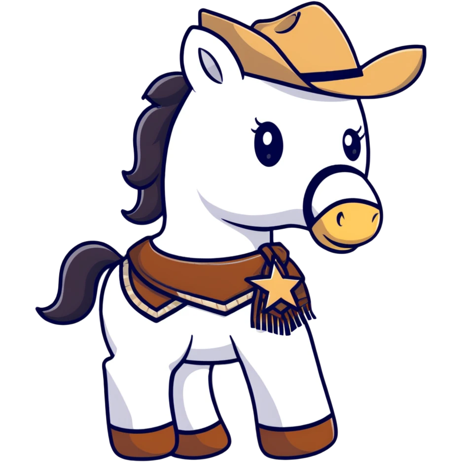 A cartoon stuffed pony with a sheriff star on its saddle blanket emoji