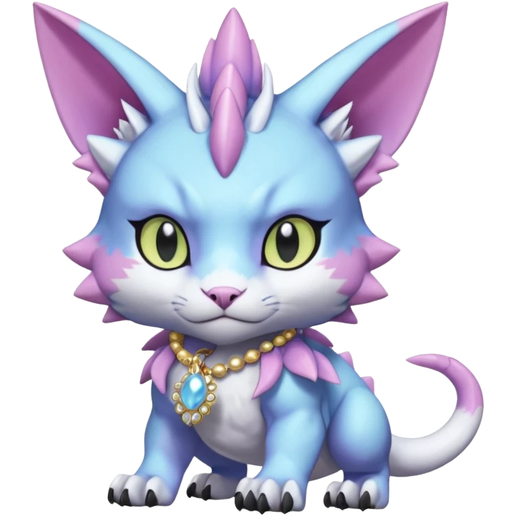 Colorful pastel silky smooth soft pastelcore aesthetic lifelike hyperrealistic abyssal garurumon-purloin-feline-Fakemon-Digimon-creature wearing a cool casual fashionable aesthetic clothes and accessories and jewelries and apparels fursona (full body)  emoji