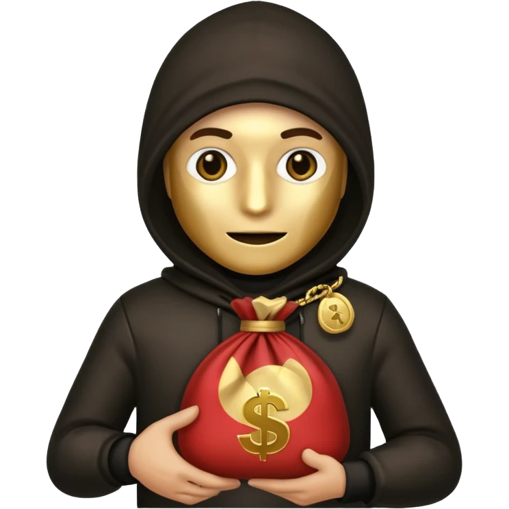 Robber emoji holding a 💰 emoji