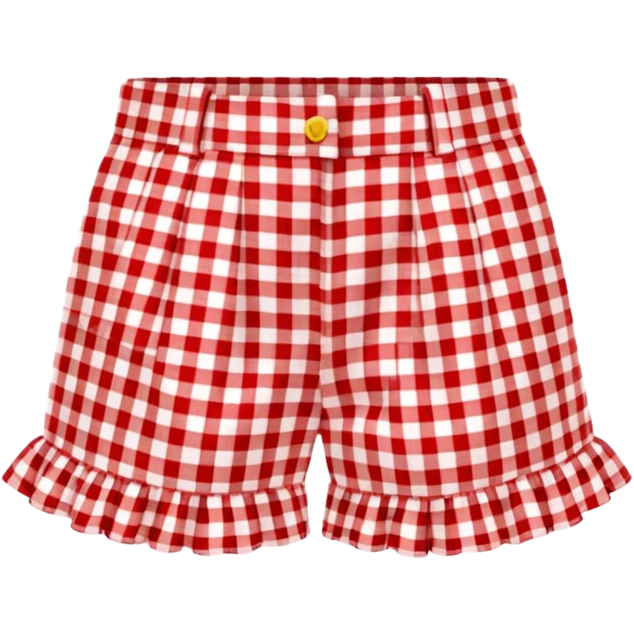 Red gingham patterned ruffle mini shorts emoji