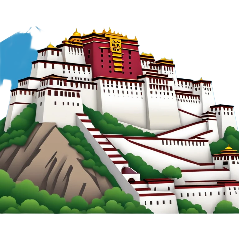 Potala Palace super simplified cute emoji style with bold outlines bright colors cartoon Tibetan building emoji