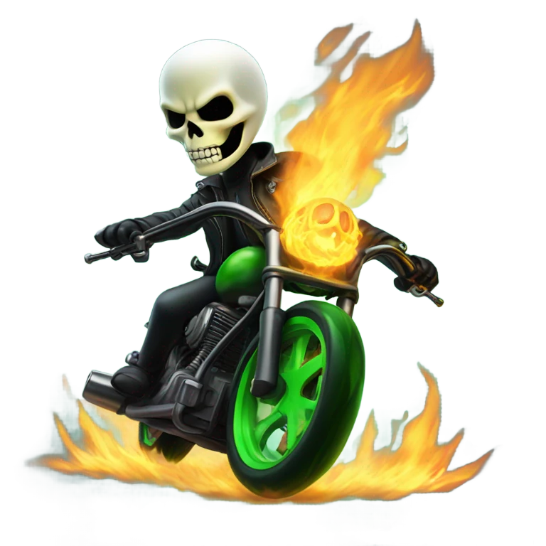 Ghost rider with green flames emoji
