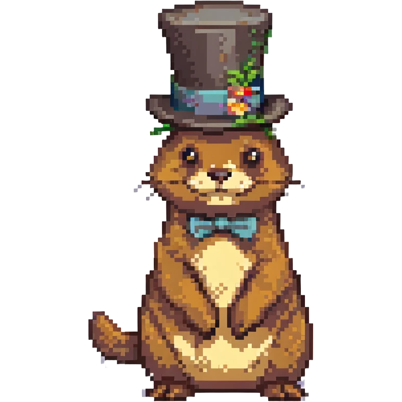smiling otter with a top hat emoji