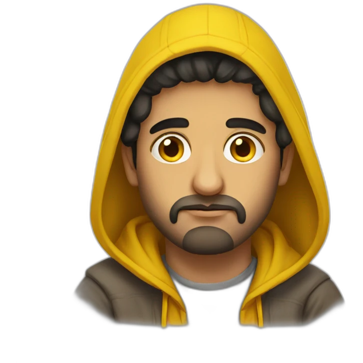 Armenian men  with yellow hoodie with sleepy face emoji