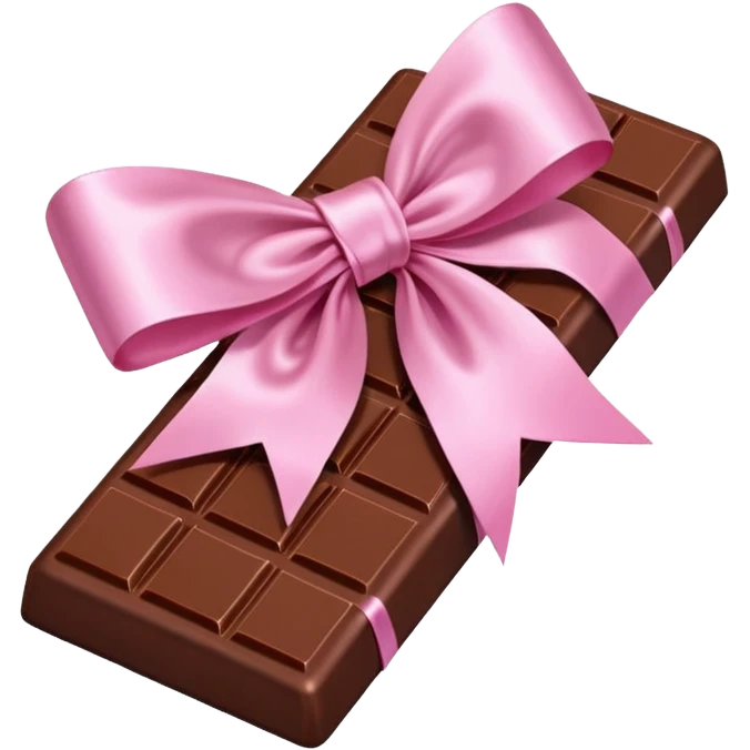 Chocolate with baby pink wrapping and pink bow emoji