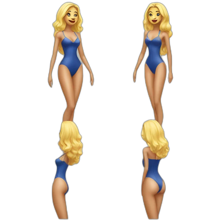 sexy woman on high heels swimming suit long legs posing emoji