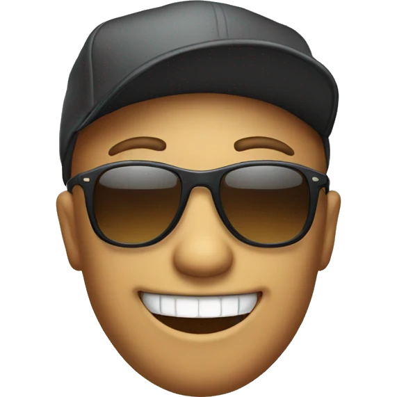 smiling emoji, with dad hat, with sunglasses emoji