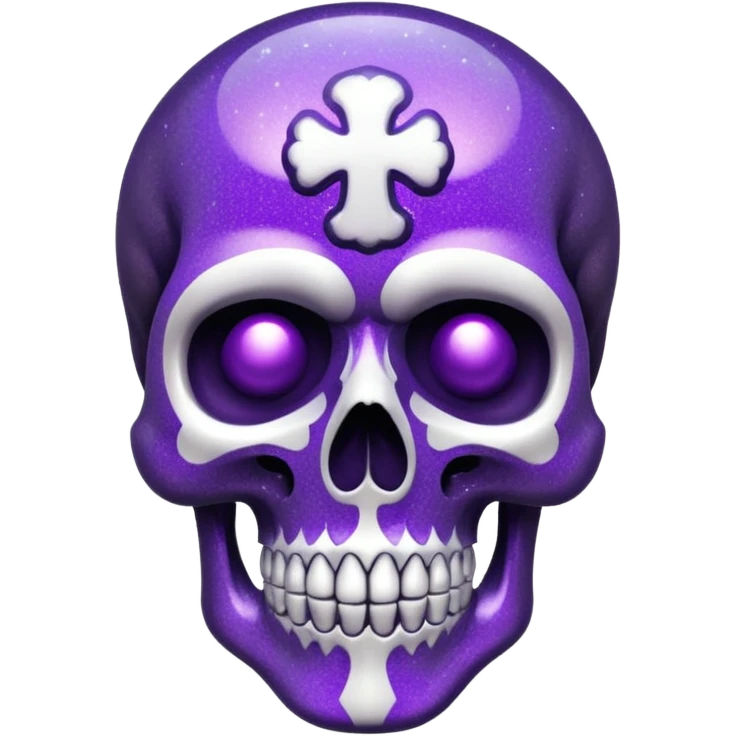 Glitter Purple and White Skull emoji