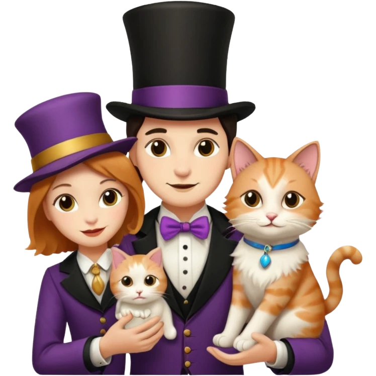 magician couple and their pet cat emoji