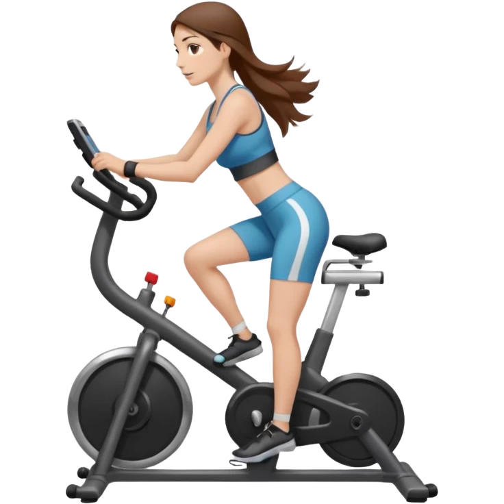woman with long hair on a stationary bike emoji