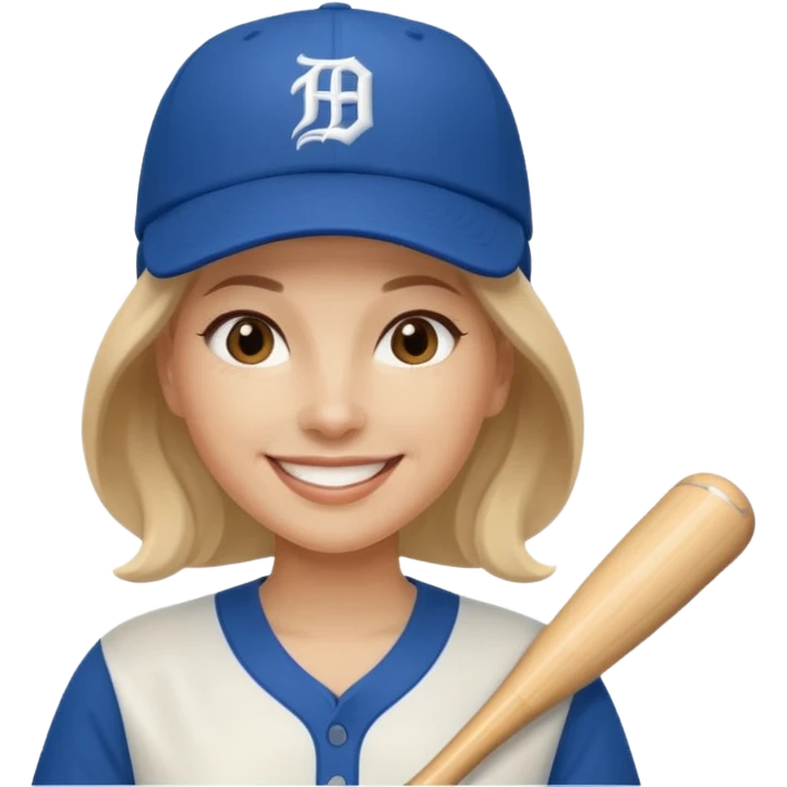 woman with blue jersey and baseball hat emoji