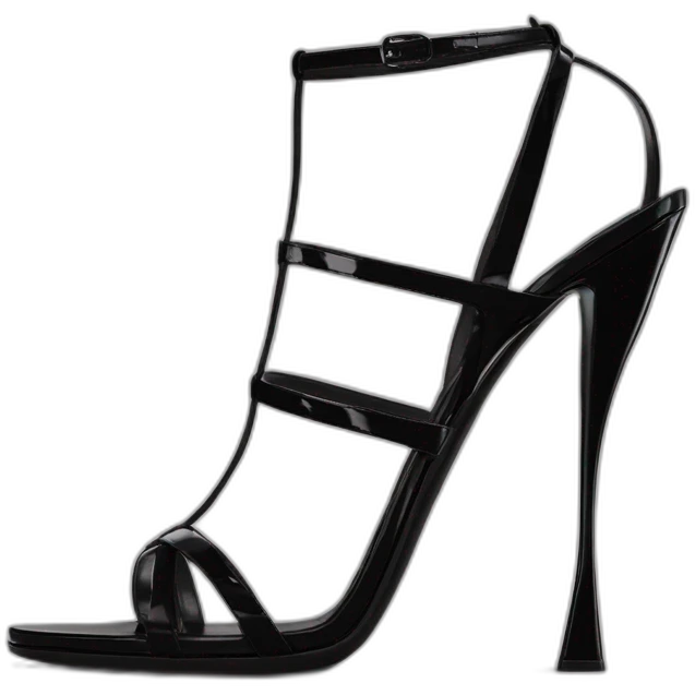 YSL TRIBUTE heels SANDAL black PATENT LEATHER emoji
