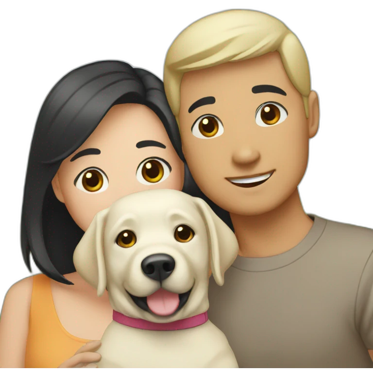 asian couple with labrador emoji
