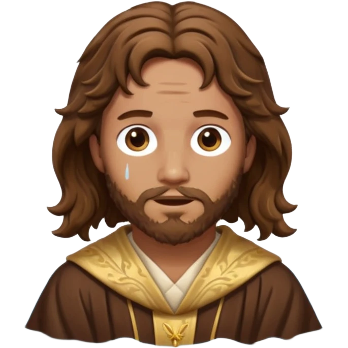 John the Baptist with wavy hair, saint robes, partially submerged in water, emoji style emoji