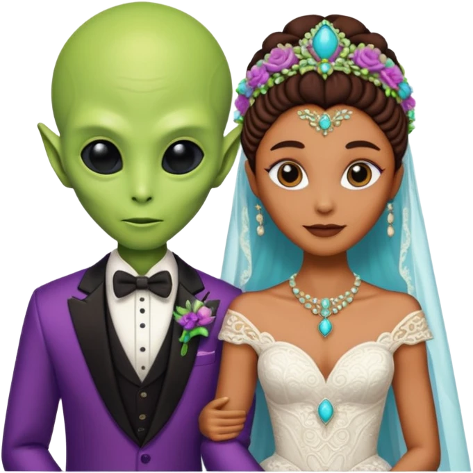 alien couple on wedding day emoji