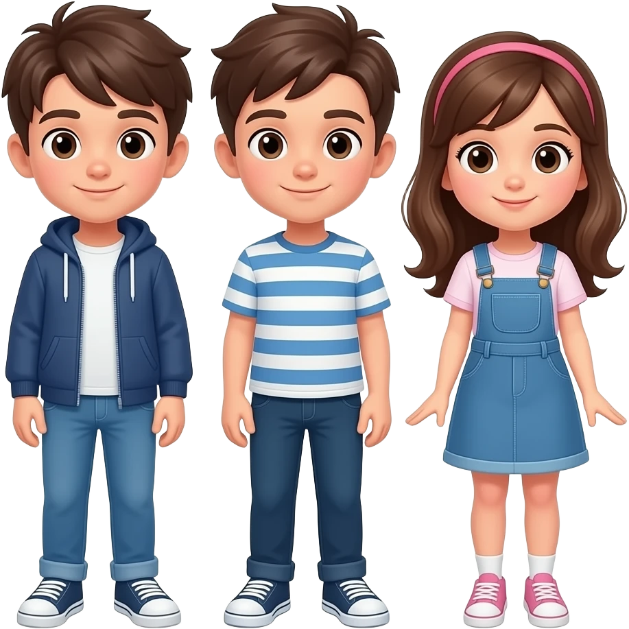 Tinbiriche  3. niños.   Y 2. Niñas   porles.   Los. Trajes emoji