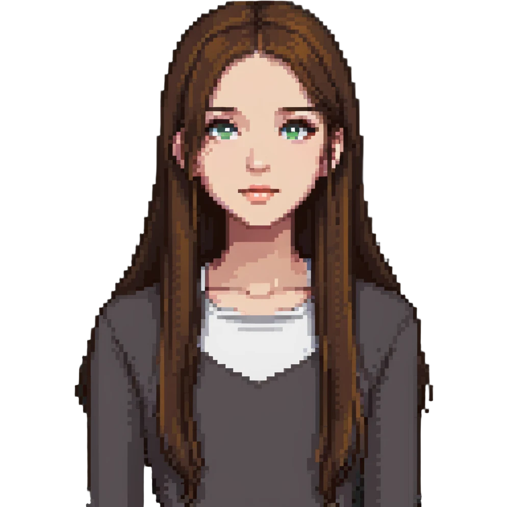 A girl with long, straight brown hair emoji