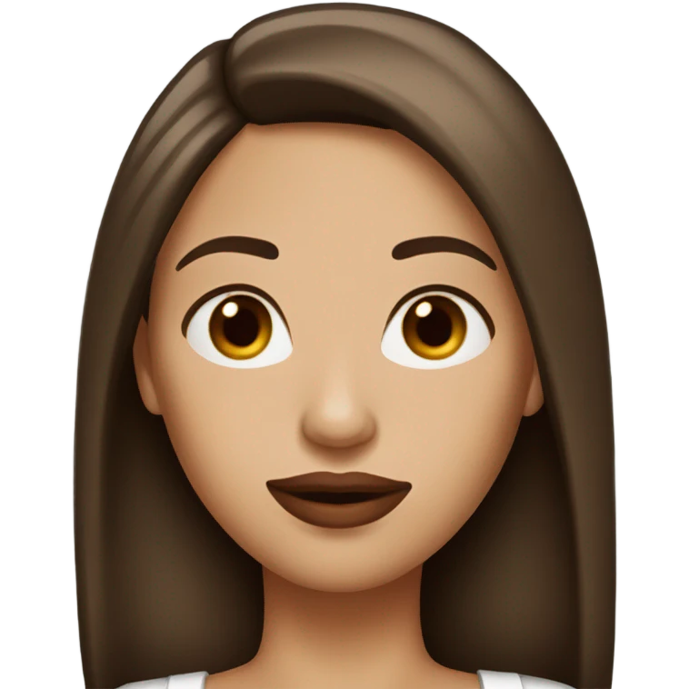 Woman with less red lips and straight brown hair white  emoji