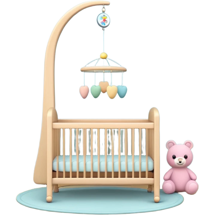 baby room, Nursery with pastel walls and hanging mobile emoji
