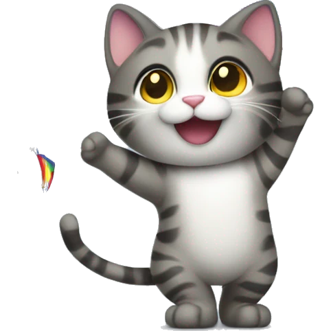 Cat waving a Rainbow flag emoji