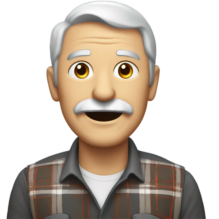 smiling old man in plaid with gray mustache and goatee emoji