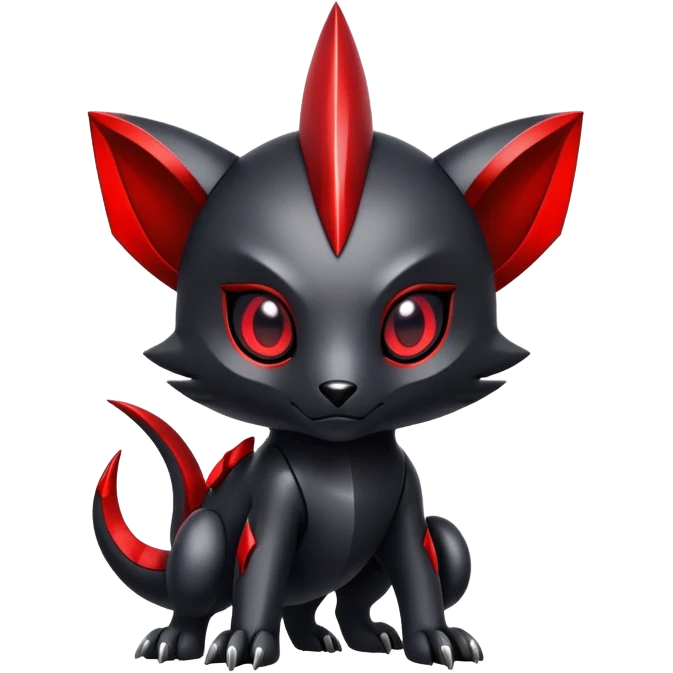 Modern futuristic black dark fakemon-creature with red accents emoji
