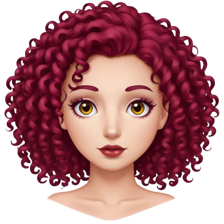 Burgundy curly hair lashes  emoji