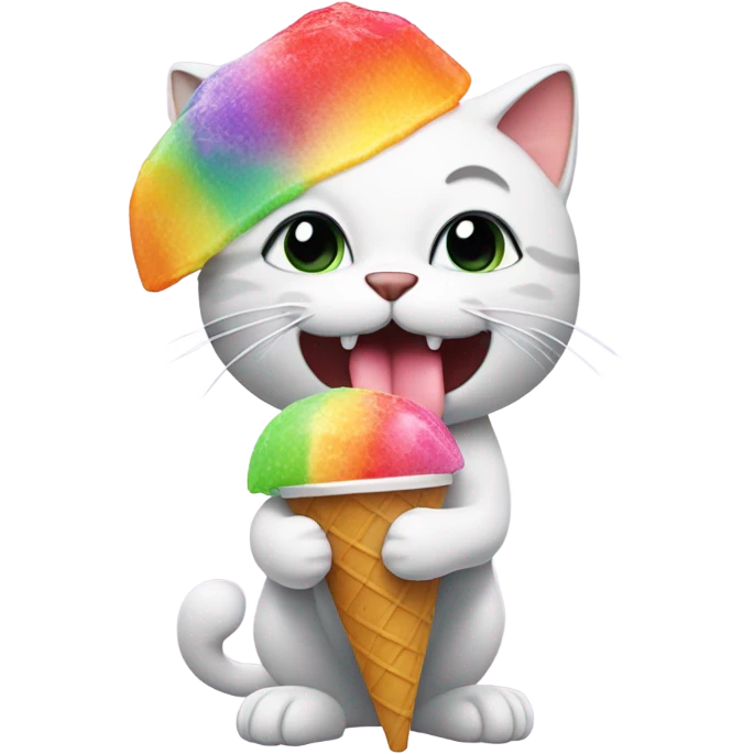 Cat eating a snow cone emoji