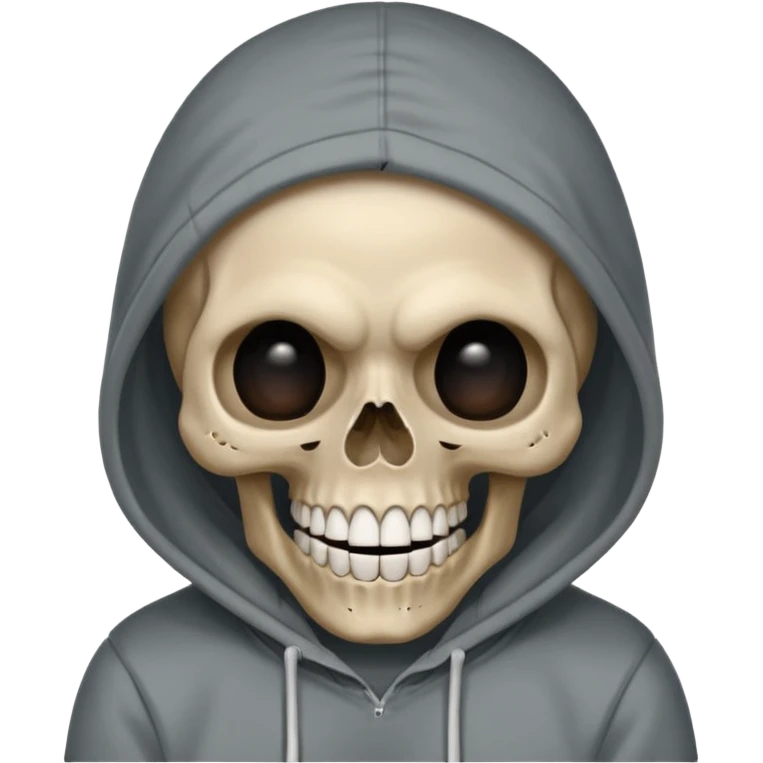 Laughing empty skull with no eye balls in a hoodie emoji
