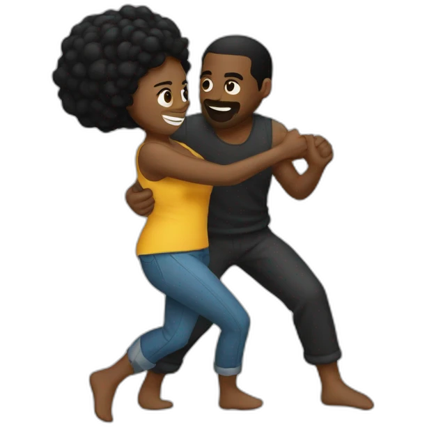 black couple pillow fighting emoji