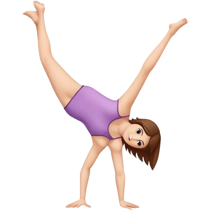 White girl with brownhair, gymnast doing a cartwheel emoji