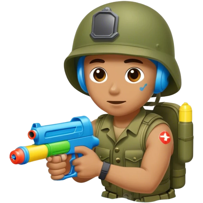Soldier crawling with a water gun emoji