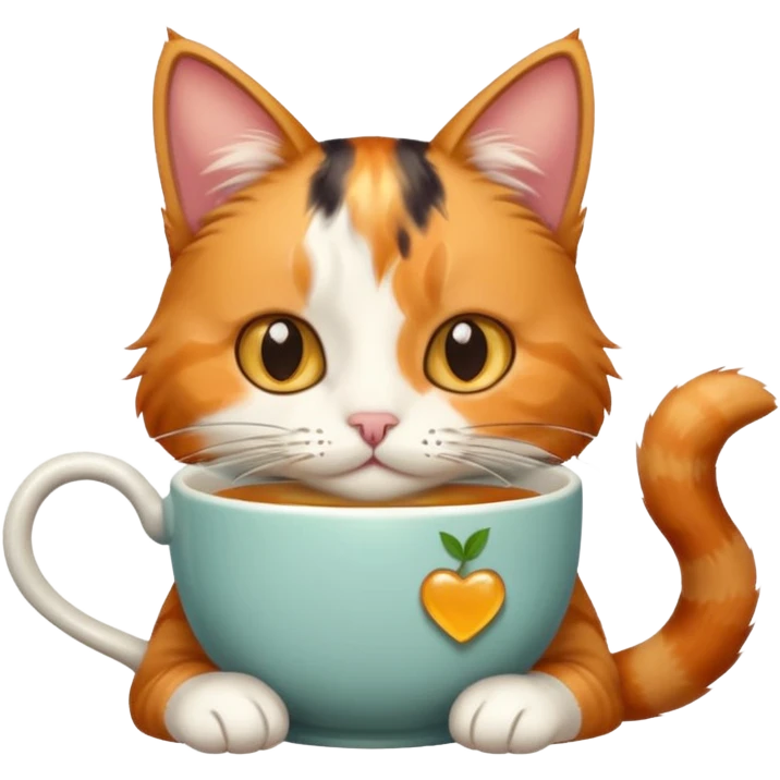 Çay içen kedi emoji