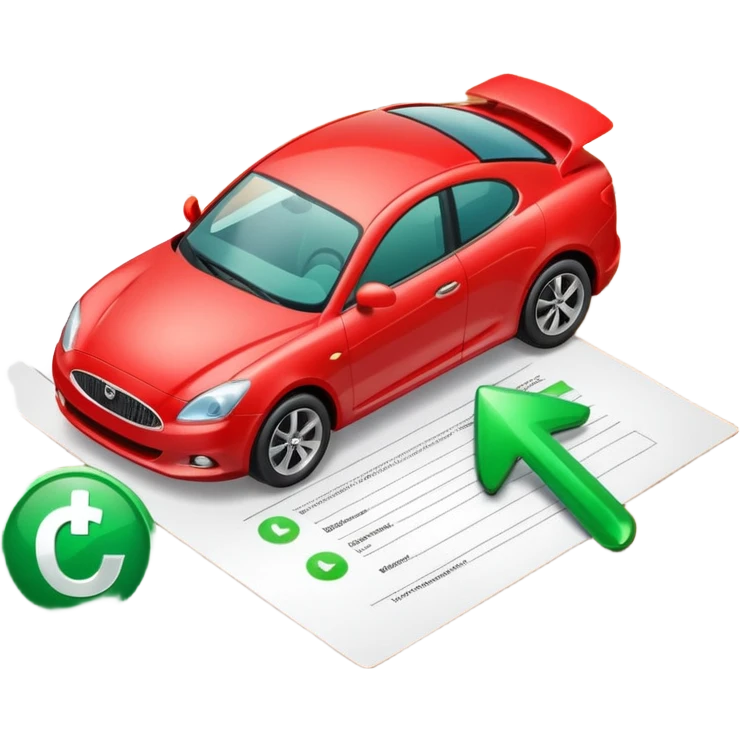 document with a car and checkmark, car insurance concept emoji