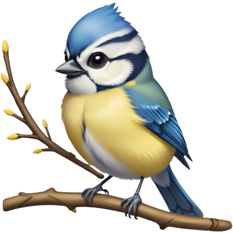Cute blue tit bird on a branch emoji