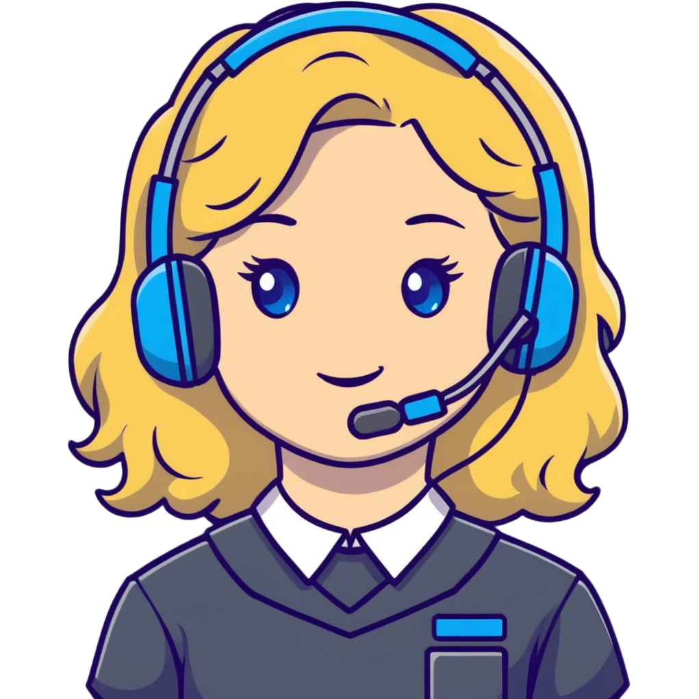 911 dispatcher girl long curly blonde hair blue eyes dark gray uniform and headset  emoji