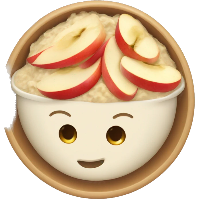 Porridge with apple slices in a bowl emoji